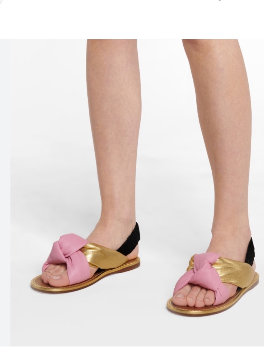 Miu Miu Knotted Pink & Gold Slingback Flats Sandals Sz 41 US 11